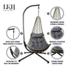 Hanging Rattan Egg Chair with Metal Frame Stand for Indoor Outdoor Garden Use