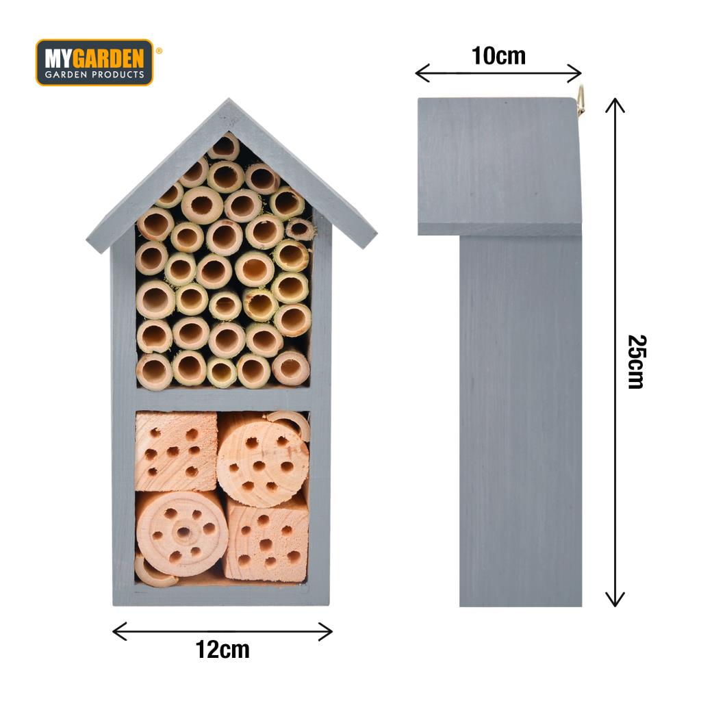 Wooden Insect House Wall Mounted Bug Hotel Natural Habitat Garden Shelter Bees