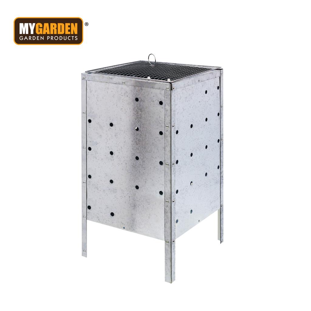 90L Galvanised Steel Garden Incinerator Outdoor Waste Bin Fire BBQ Burner Leaves