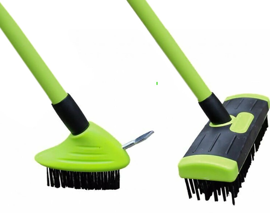 3 in 1 Telescopic Weed Remover Brush Wire Head Paving Decking Clean Scrub Moss