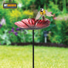 Bird Bath Water Seed Feeder Cast Iron Round Poppy Sunflower Leaf Garden Ornate