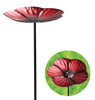 Bird Bath Water Seed Feeder Cast Iron Round Poppy Sunflower Leaf Garden Ornate