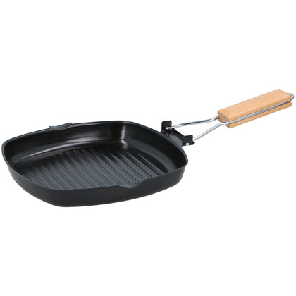 24cm Foldable Non-Stick Griddle Grill Pan Wooden Handle PFOAFree Kitchen Cooking