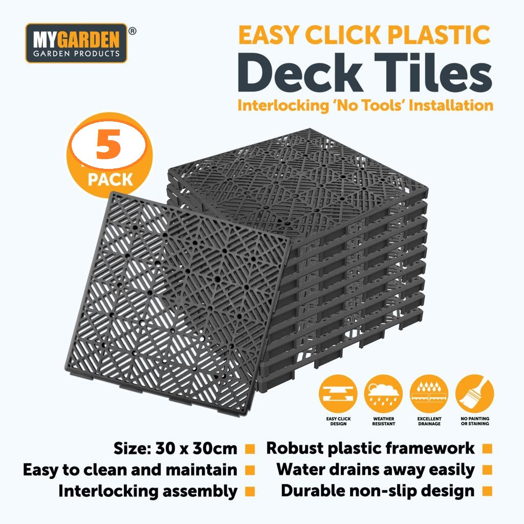 Interlocking Plastic Garden Tiles Decking Nonslip Floor Lawn Outdoor Tiles 5/10