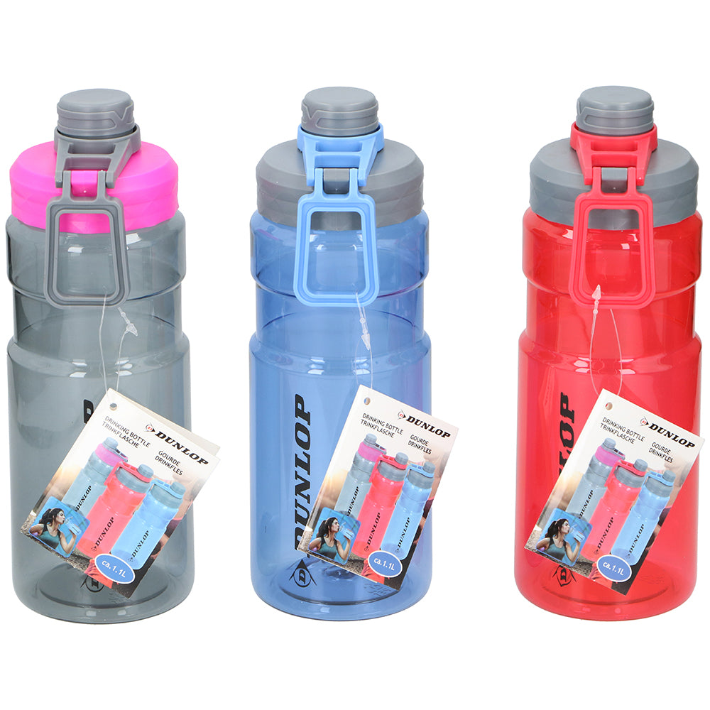 1L DUNLOP Drinking Water bottle Loop Easy Carry Handle Sports Gym Running Office