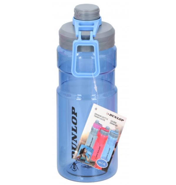 1L DUNLOP Drinking Water bottle Loop Easy Carry Handle Sports Gym Running Office