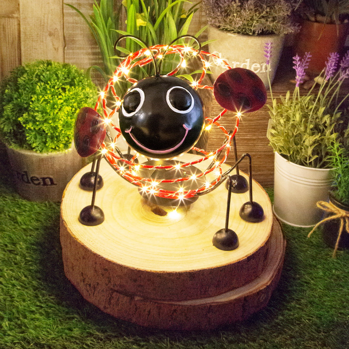 Garden Solar Wire Ladybug with 62 Micro LED Light & 4D Moving Effect Decoration