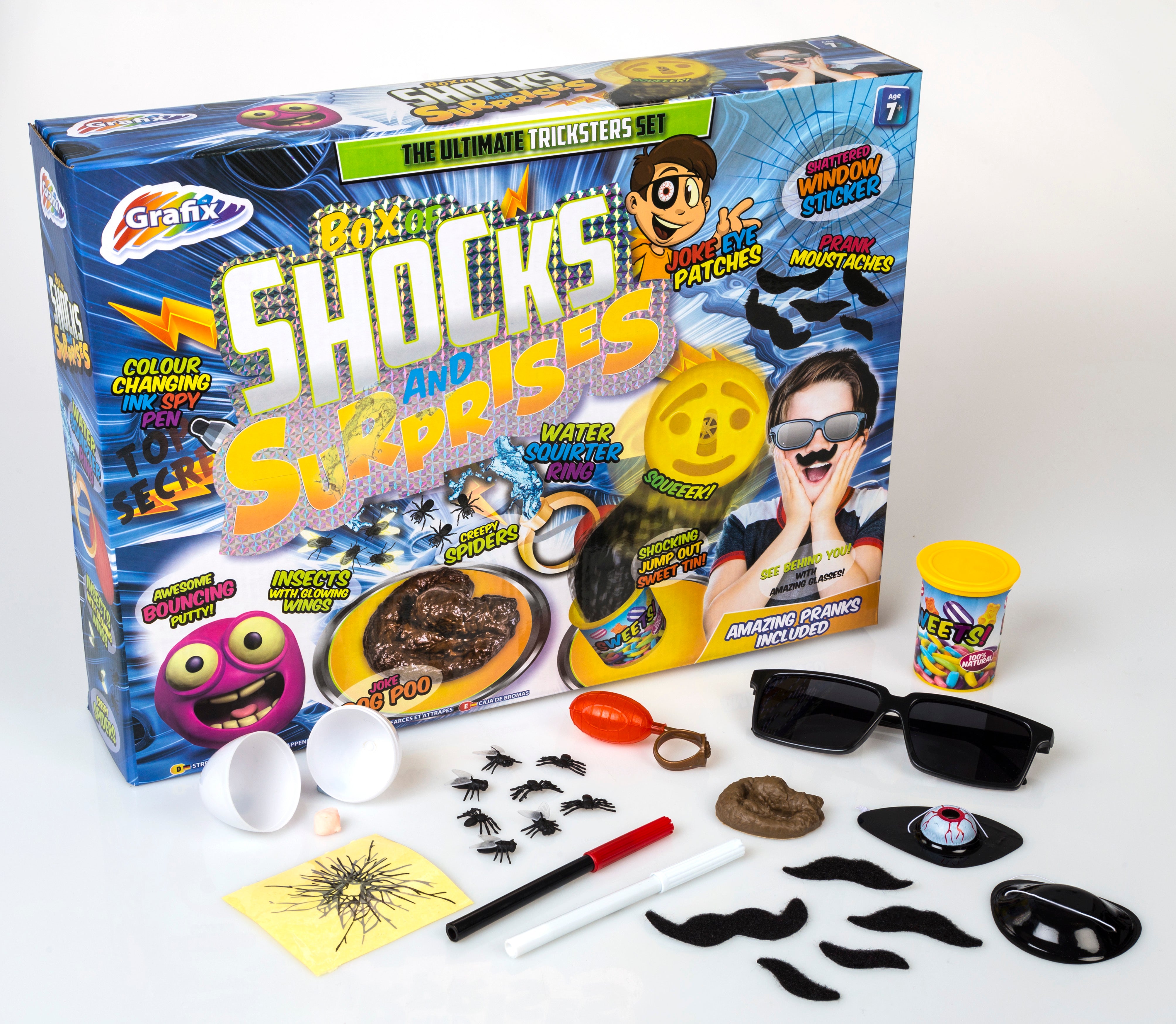 Box of Shocks & Surprises Practical Jokes Trickster Amazing Pranks Play Set