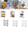 3 Tier Fruit Trolly Basket Rack Kitchen Storage Vegetable Cart Wheels Roller DIY