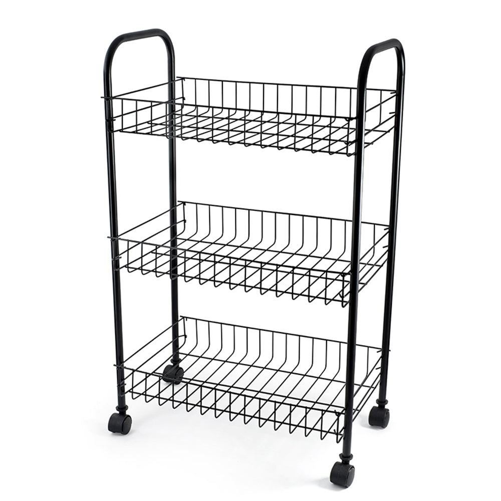 3 Tier Fruit Trolly Basket Rack Kitchen Storage Vegetable Cart Wheels Roller DIY