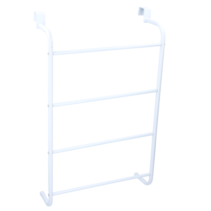 4 Tier White Over Door Clothes Airer Towel Rail Rack Bathroom Hanger Bar Holder