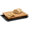 Bamboo Wooden Cutting Board With Crumb Catcher Tray Bread Chopping Slicing Board