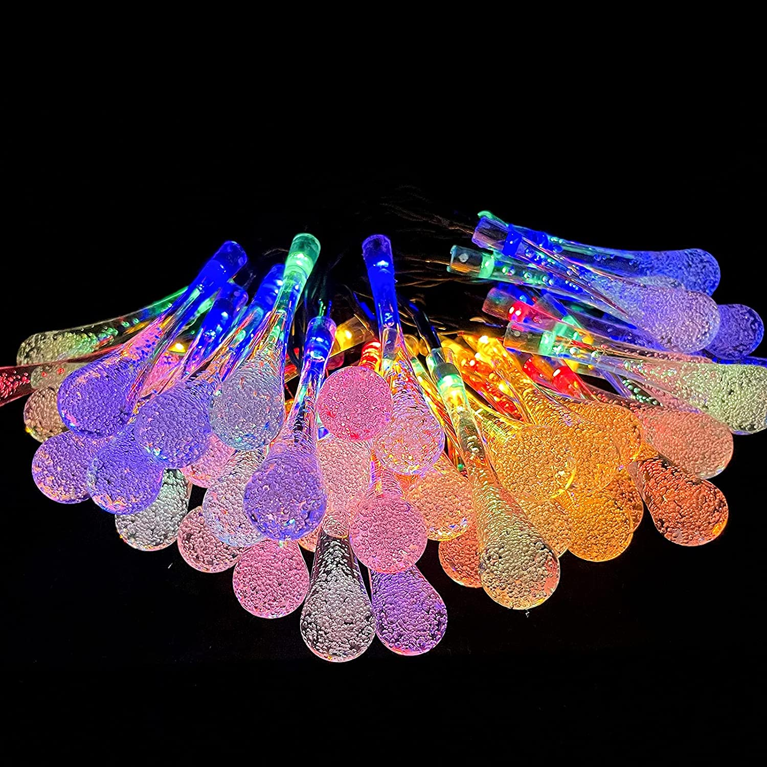 20 LED Teardrop Raindrop Garden Solar String Light 8 Modes Outdoor Party BBQ UK