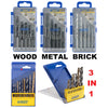 Combination Drill Bits Set Masonry Wood Metal Brick Concrete Plastic Plasterboar