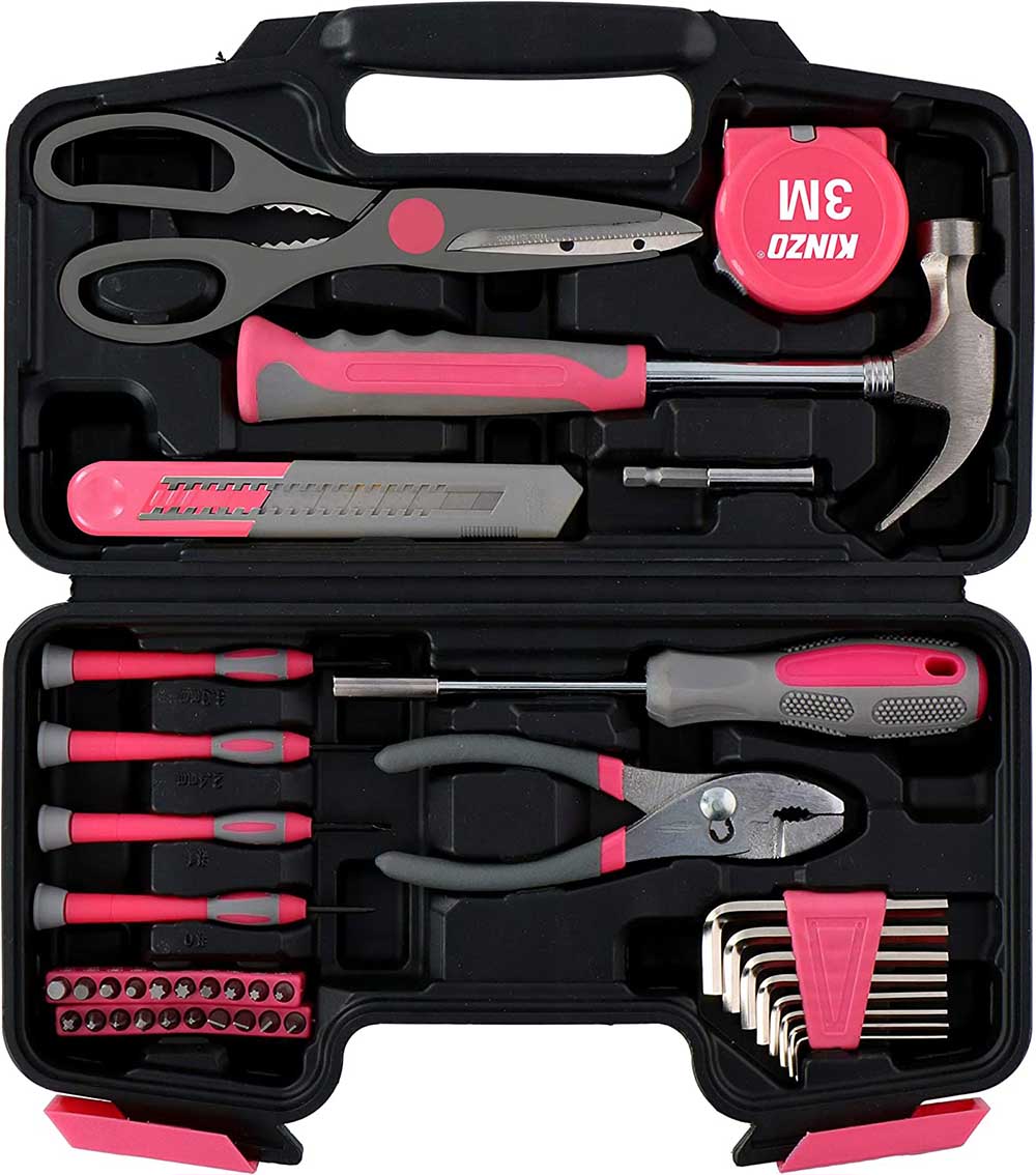 39Pc Ladies Pink Tool Kit Set Hard Case Household DIY Precision Screwdriver Bits