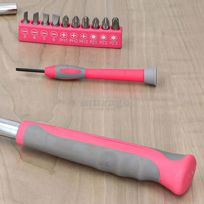 39Pc Ladies Pink Tool Kit Set Hard Case Household DIY Precision Screwdriver Bits