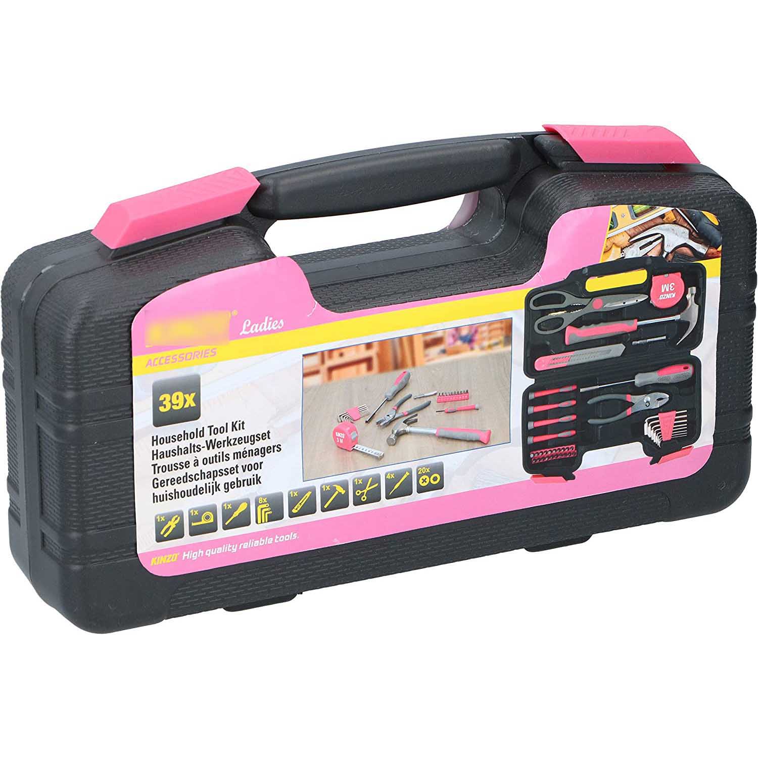 39Pc Ladies Pink Tool Kit Set Hard Case Household DIY Precision Screwdriver Bits