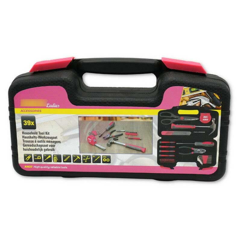 39Pc Ladies Pink Tool Kit Set Hard Case Household DIY Precision Screwdriver Bits