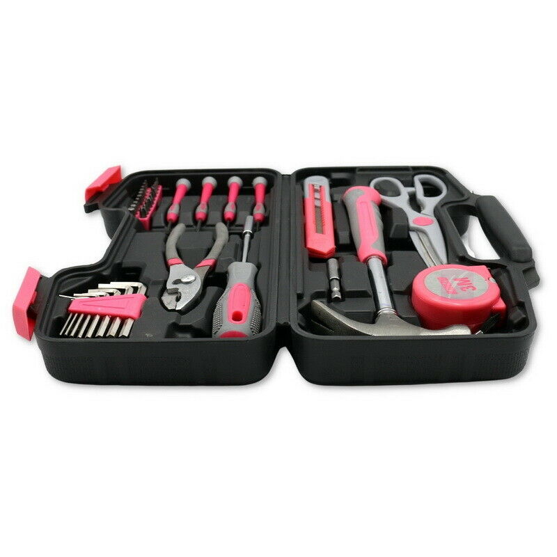 39Pc Ladies Pink Tool Kit Set Hard Case Household DIY Precision Screwdriver Bits