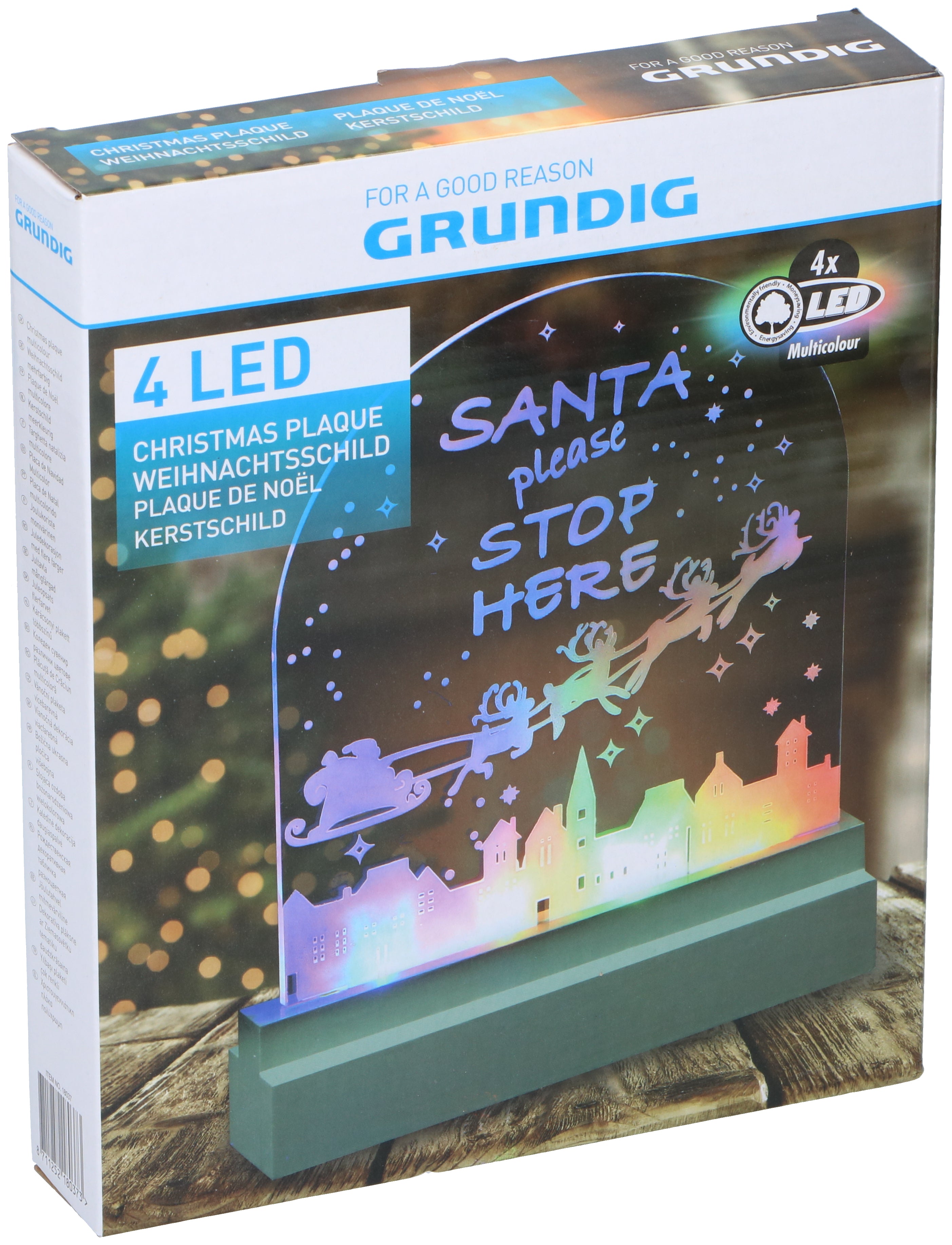 4 LED Christmas 'SANTA PLEASE STOP HERE' Illuminated Desk Night Light Lamp XMAS