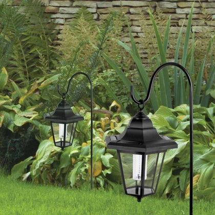 2 x Solar Classic Led Shepherd Hanging Garden Lanterns Coach Outdoor Lamp Lights