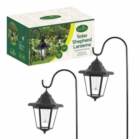 2 x Solar Classic Led Shepherd Hanging Garden Lanterns Coach Outdoor Lamp Lights