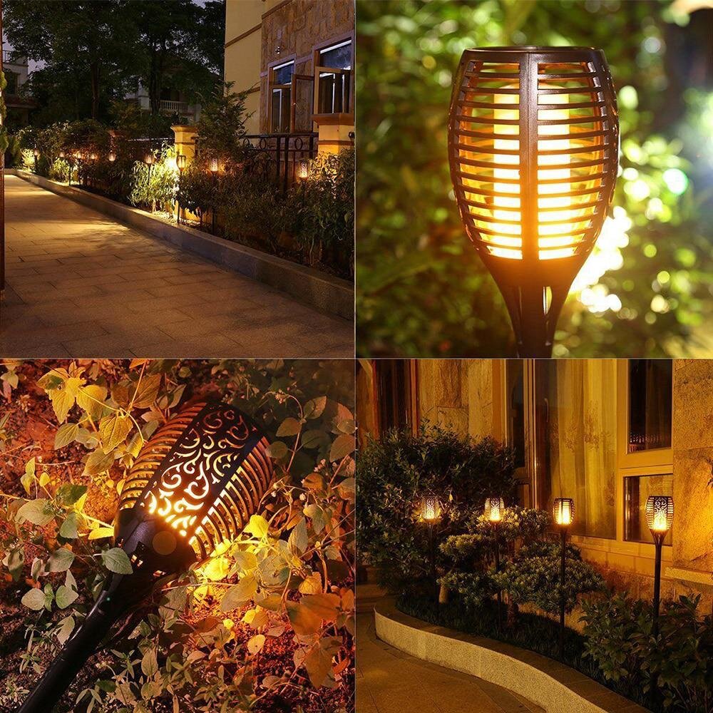 Solar Flickering LED Flame Light Garden Outdoor Sensor IP65 Post Stake Dancing