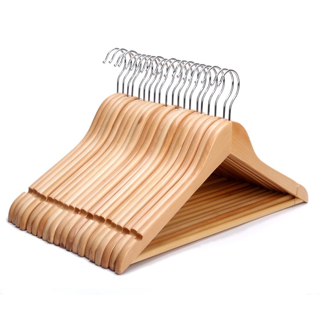 Wooden Coat Hangers Suit Trouser Garments Clothes Wood Coat Hanger Metal Bar