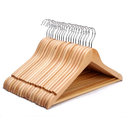 Wooden Coat Hangers Suit Trouser Garments Clothes Wood Coat Hanger Metal Bar