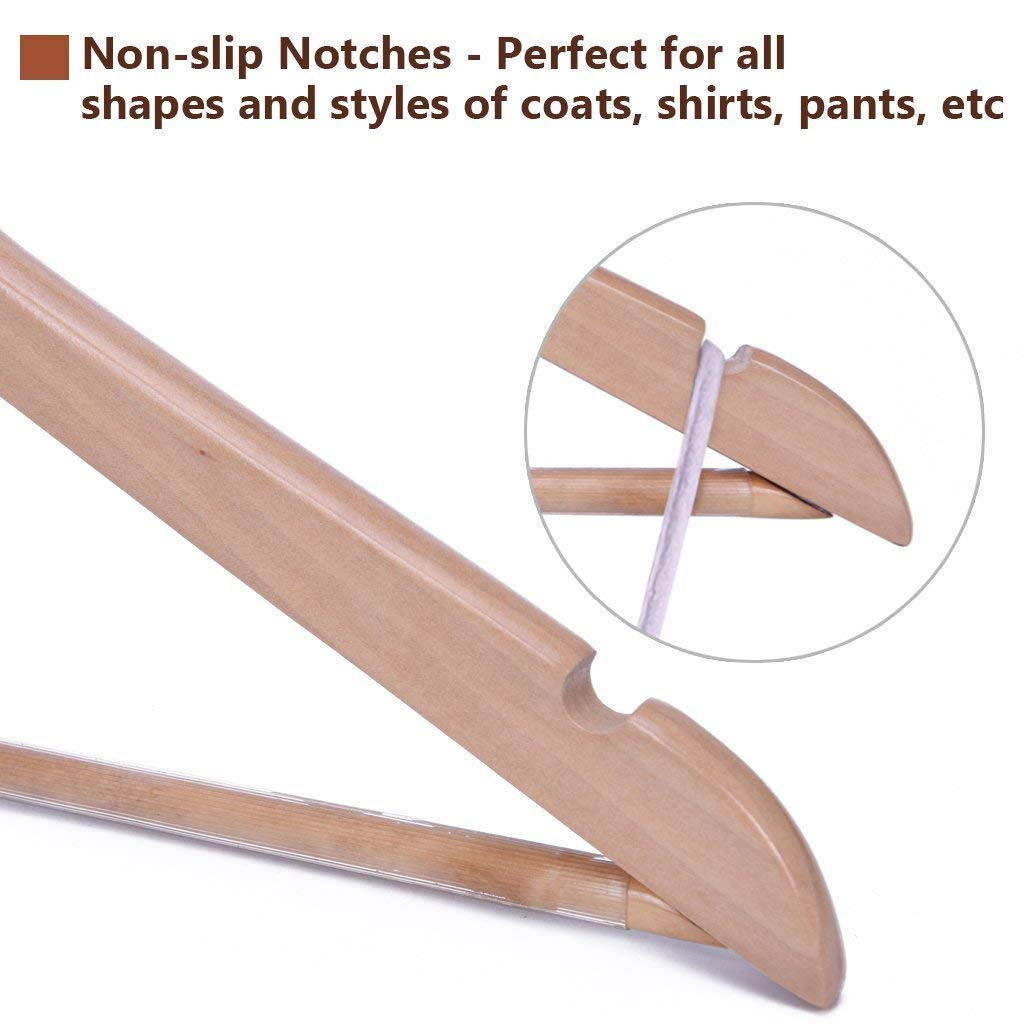 Wooden Coat Hangers Suit Trouser Garments Clothes Wood Coat Hanger Metal Bar