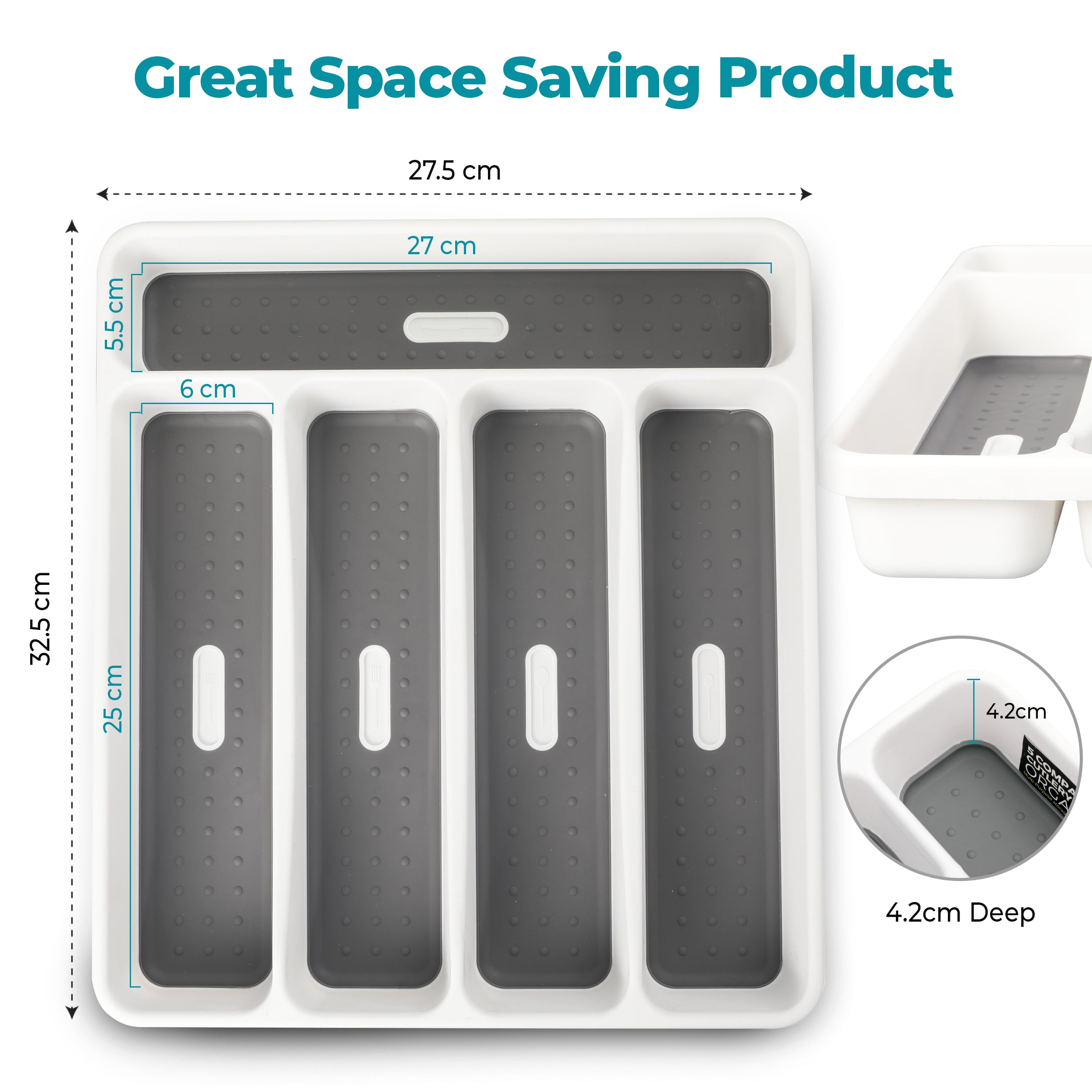 Plastic Kitchen Cutlery Tray Organiser Rack Holder Drawer Insert Tidy Storage
