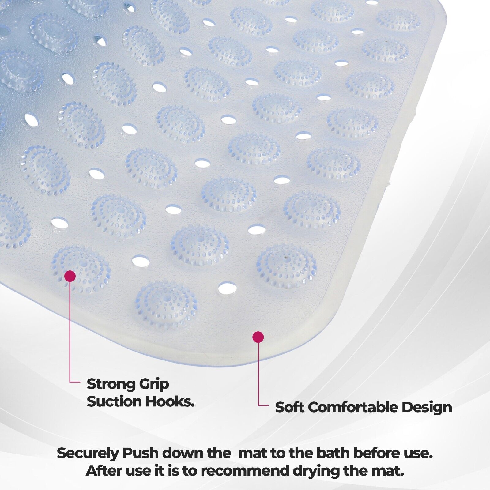 XLong Bath Shower Mat Anti Slip Non Slip Suction Cups Washable Bathroom 100x40cm