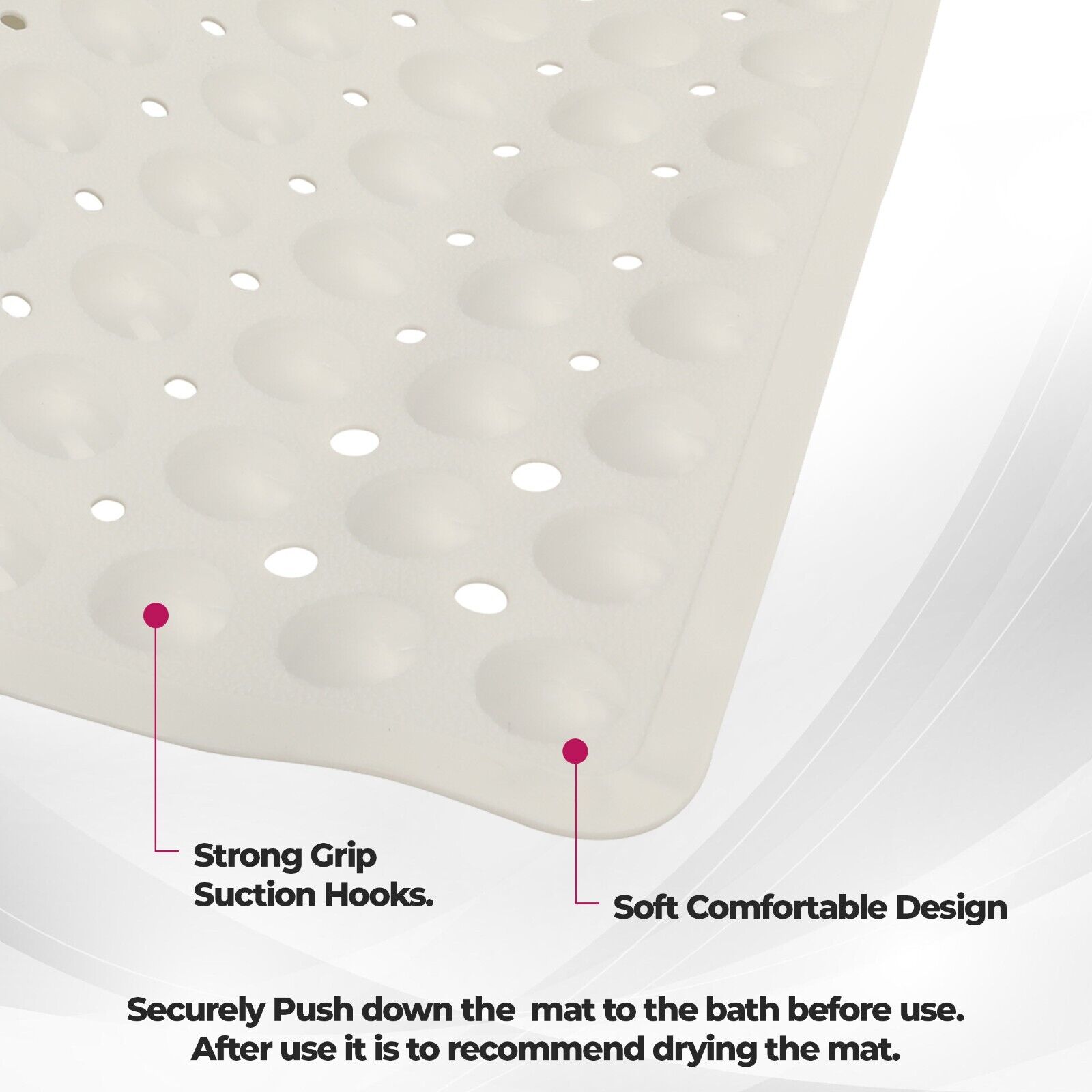 XLong Bath Shower Mat Anti Slip Non Slip Suction Cups Washable Bathroom 100x40cm