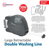 30m Retractable Clothes Reel Double Washing Line Wall Mounted Outdoor