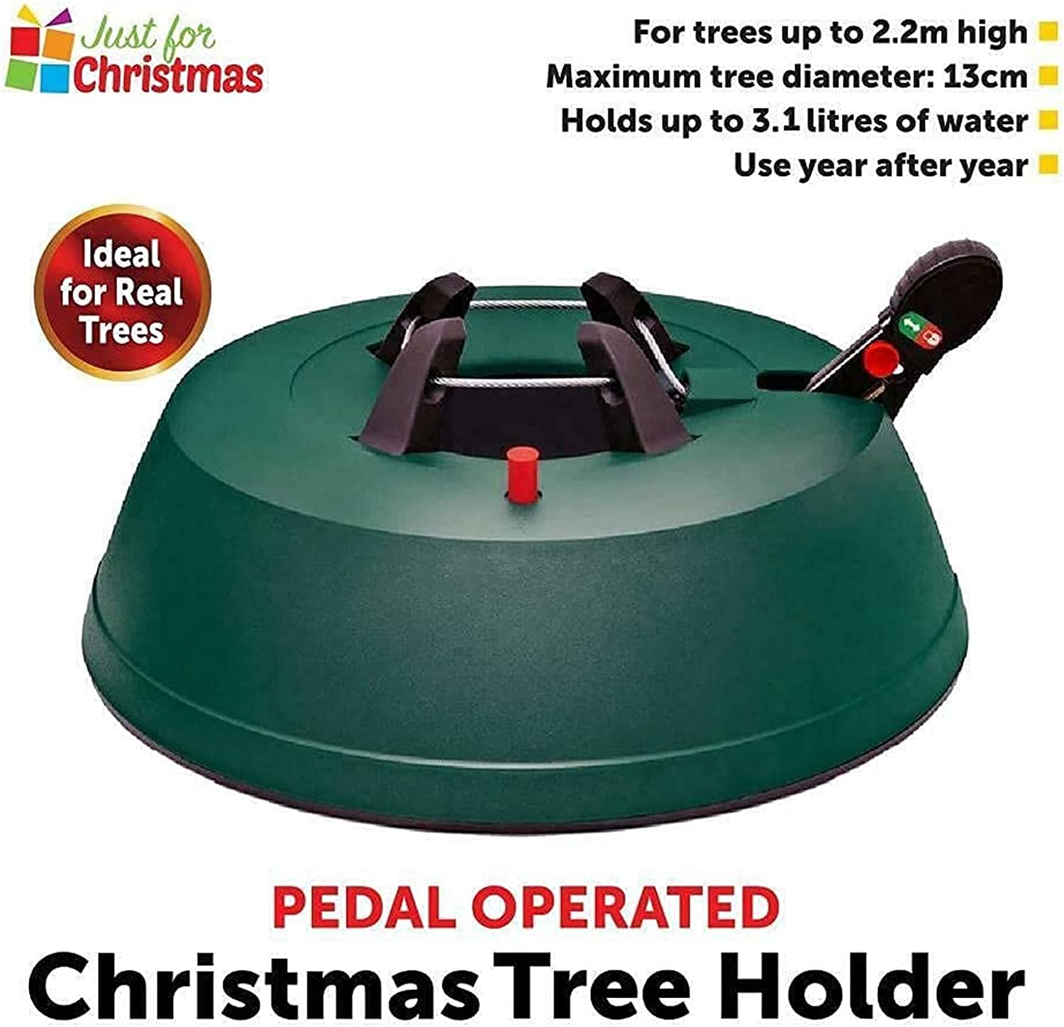 Heavy Duty Pedal Operated Real Christmas Tree Holder Stand With Water Tank 2.2m