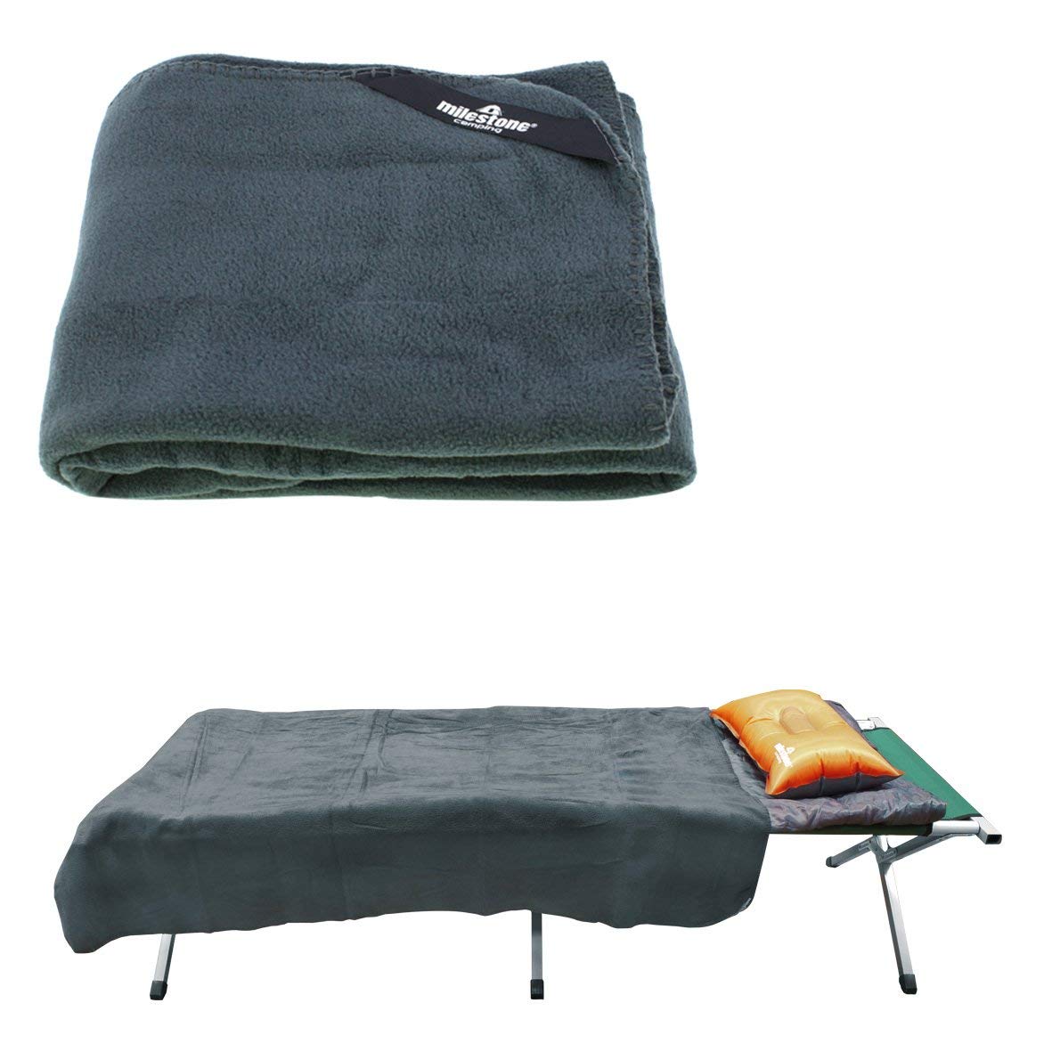 Soft Thermal Polar Fleece Blanket Throw Camping Outdoor Black 150X120cm 200gsm L