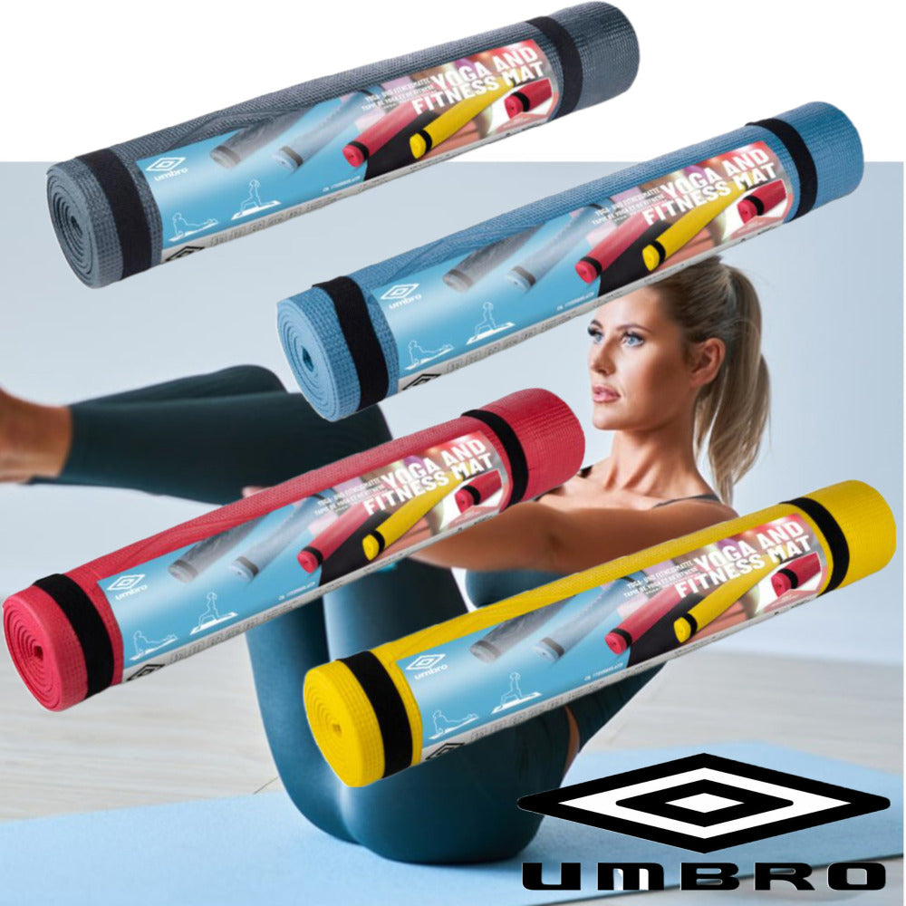 UMBRO Fitness Yoga Pilates Mat Non Slip Cushion Exercise Workout 173x58cm 4mm L