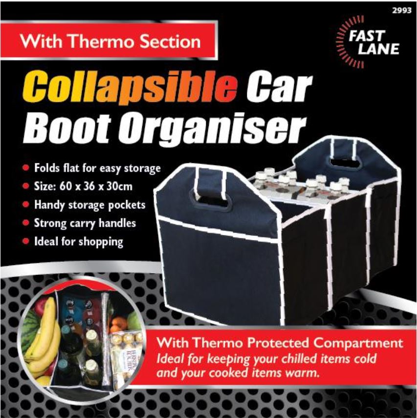 2 in 1 Collapsible Car Boot Trunk Organiser W/ Thermo Cooler Compartment Picnic