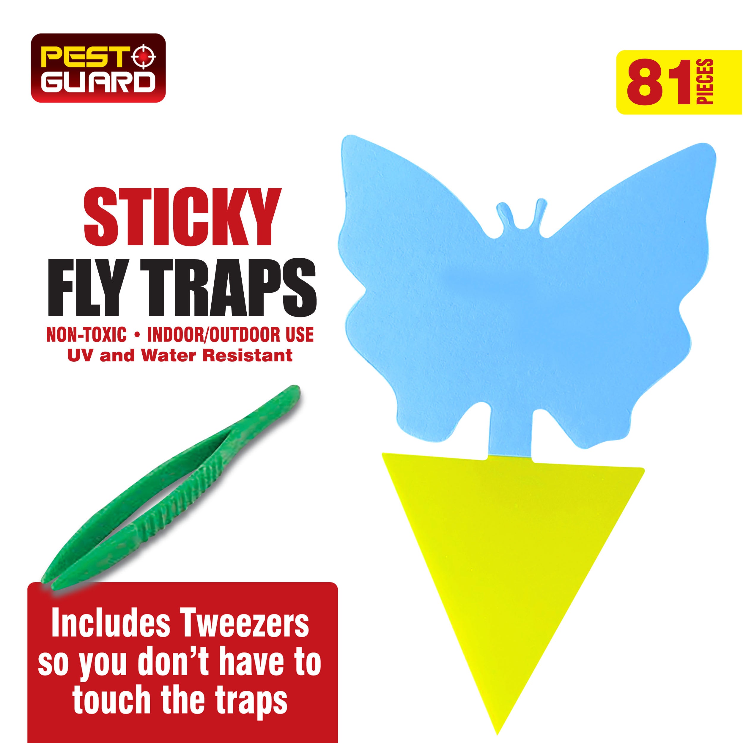 81 Pieces Sticky Insect Fly Traps | Non-Toxic | Indoor/Outdoor Use| Double Sided