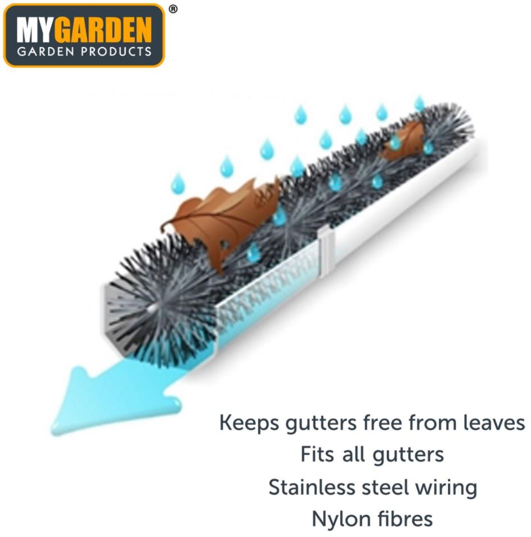 4m Gutter Guard Brush Leaf Protection Filter Clog Removal Down-Pipe Roof Black