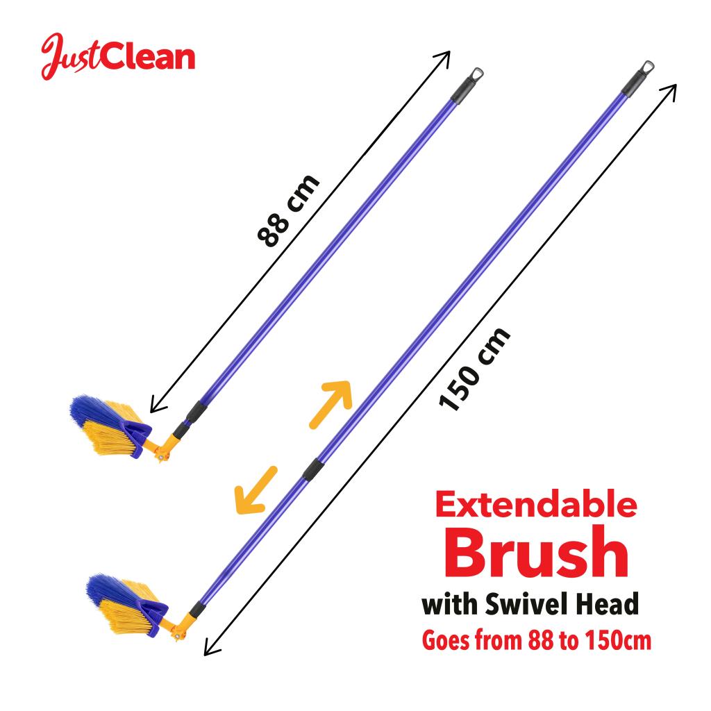Telescopic Floor Sweeper Brush with 360 Swivel Head Also Sweeps Corners Cobwebs