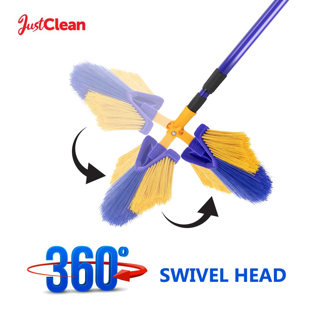 Telescopic Floor Sweeper Brush with 360 Swivel Head Also Sweeps Corners Cobwebs