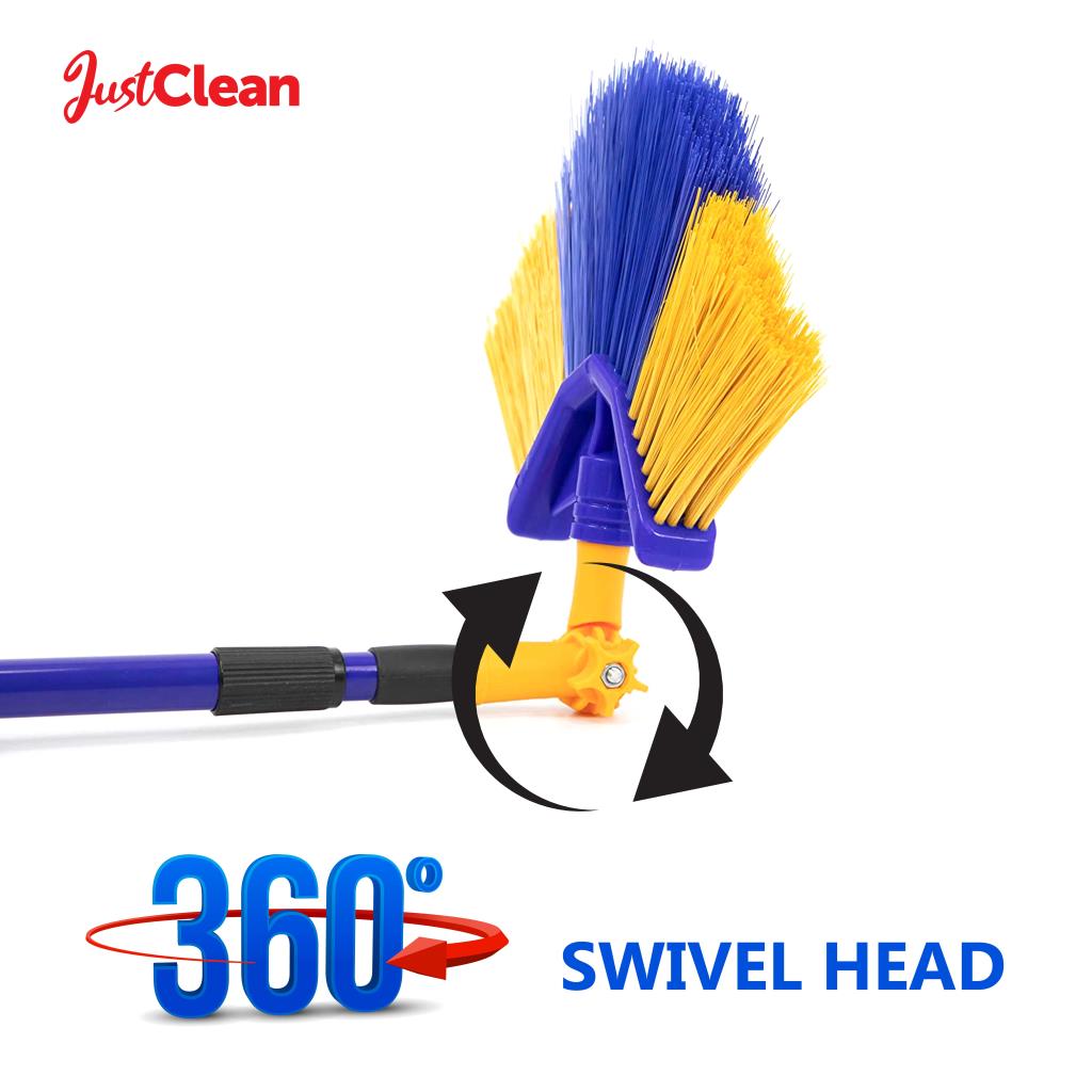 Telescopic Floor Sweeper Brush with 360 Swivel Head Also Sweeps Corners Cobwebs