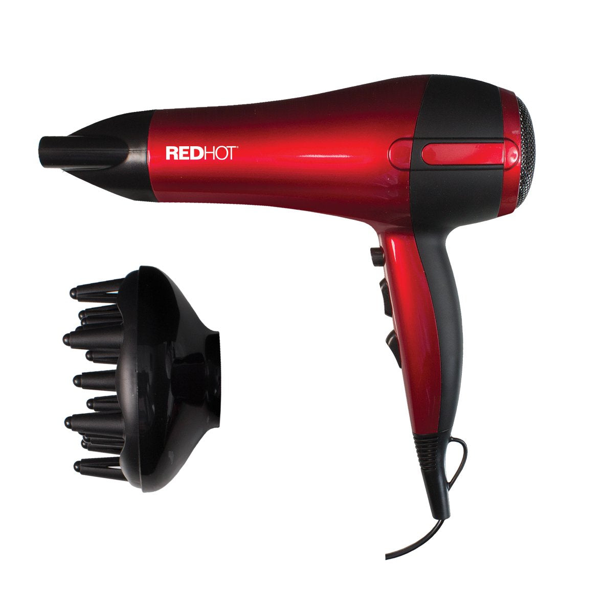 2200W Red Hot Professional Style Hair Dryer w/ Diffuser & Nozzle Salon StylerPro
