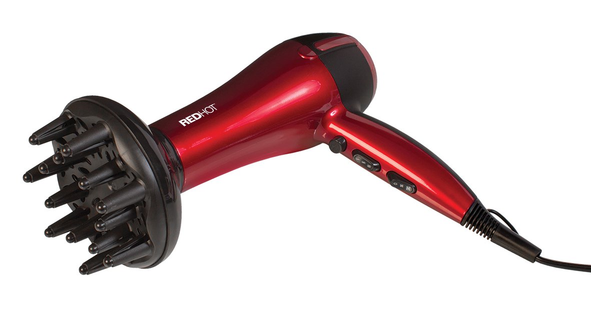 2200W Red Hot Professional Style Hair Dryer w/ Diffuser & Nozzle Salon StylerPro
