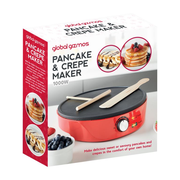 1000W Pancake & Crepe Maker Non Stick Temperature Control Spreader Spatula 30cm