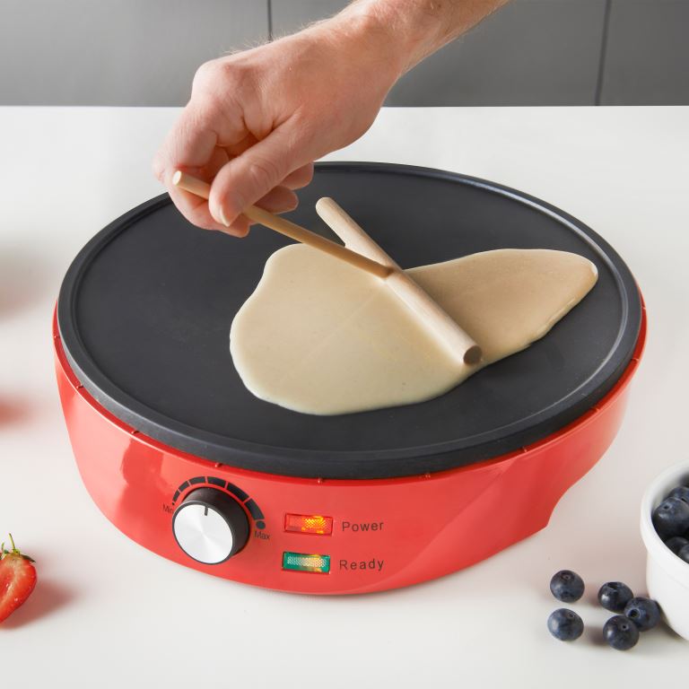 1000W Pancake & Crepe Maker Non Stick Temperature Control Spreader Spatula 30cm