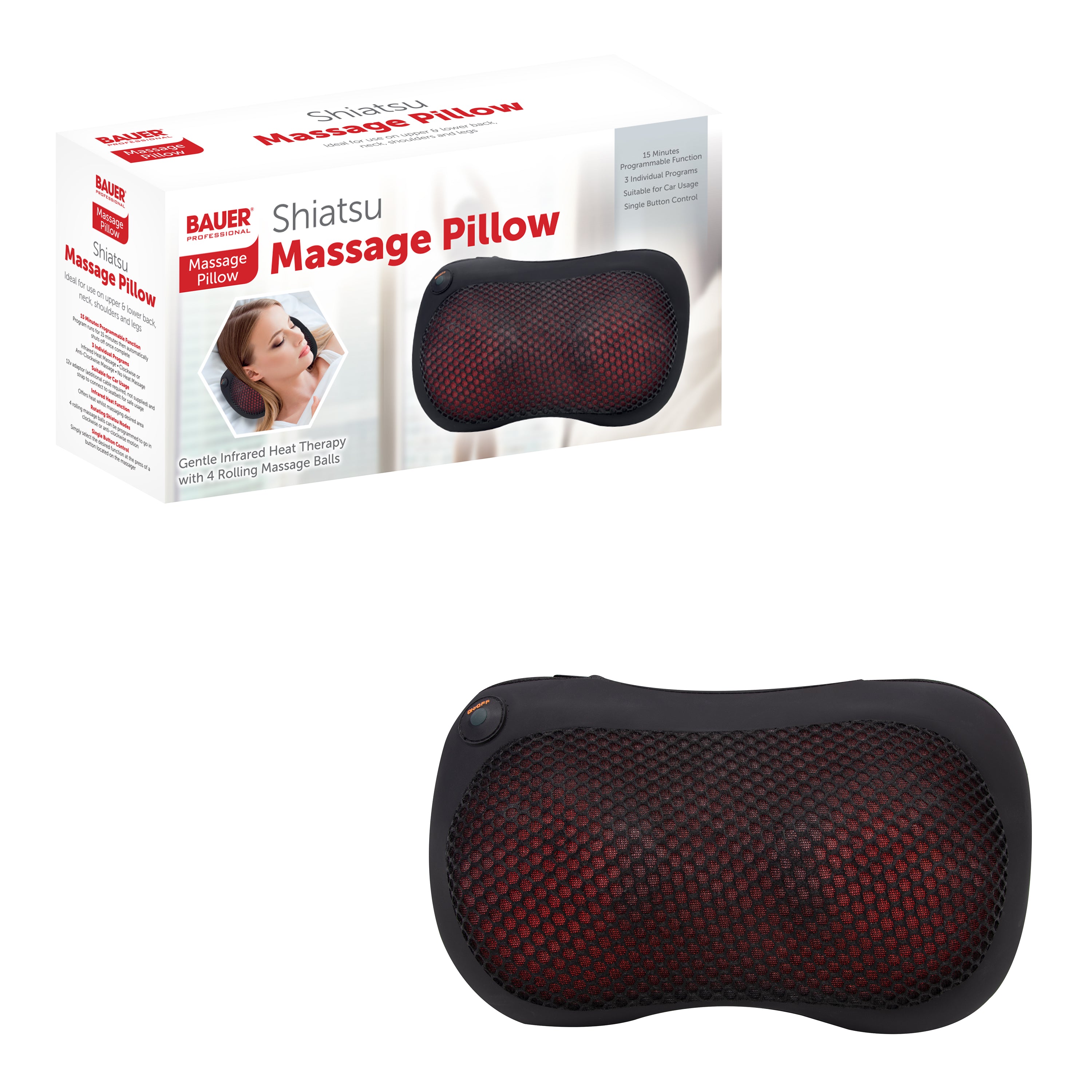 Electric Shiatsu Cervical Massager Pillow Heat Back Neck Lumbar Home Car Cushion