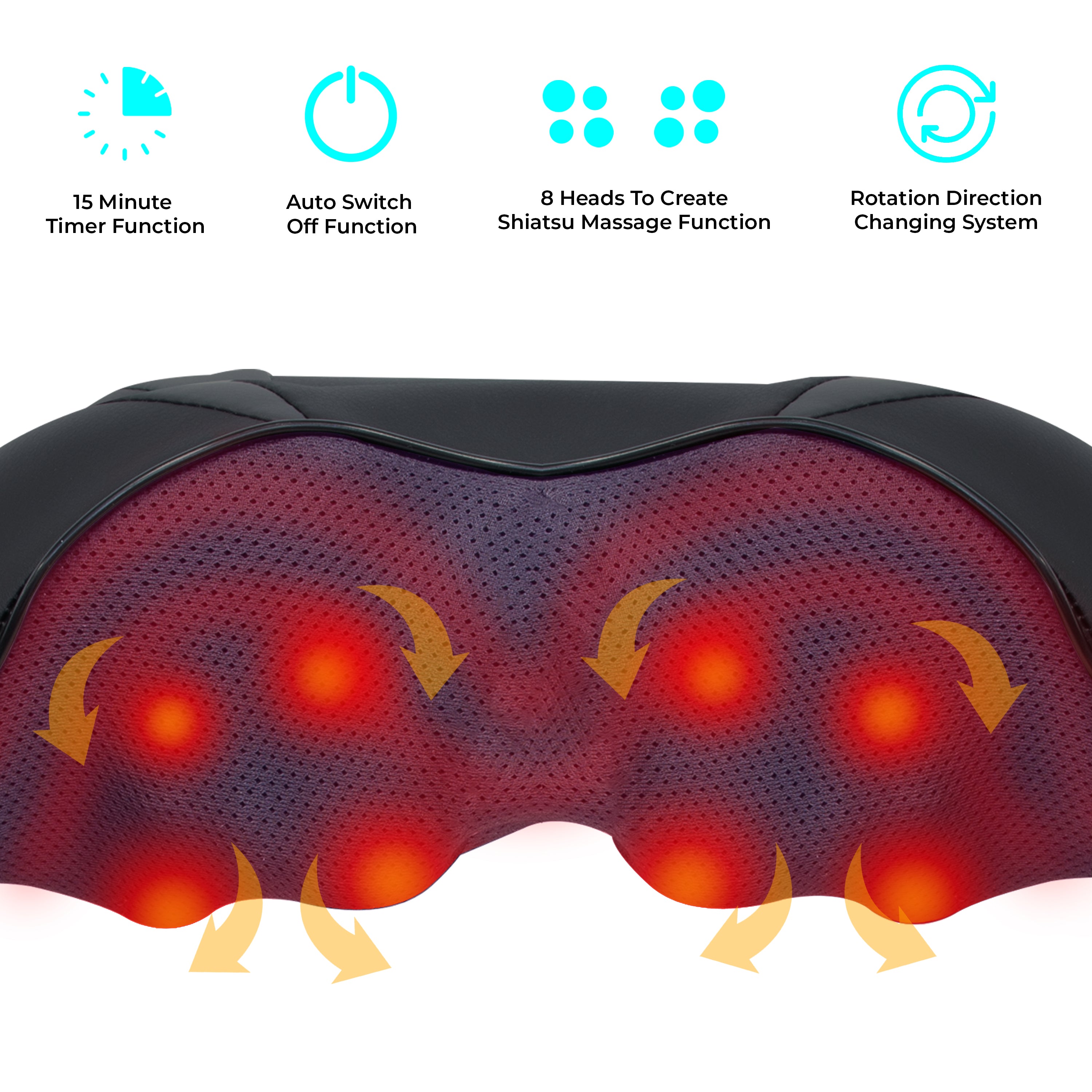 Shiatsu Neck Back Shoulder Massager Infrared Heat Rotating Nodes Home Car Office