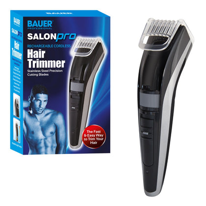 Salon Pro Rechargeable Cordless Men's Hair & Beard Trimmer Clippers Steel Blade